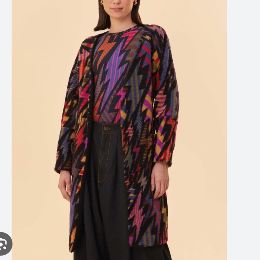 FARM RIO Black Lightening Maxi Cardigan